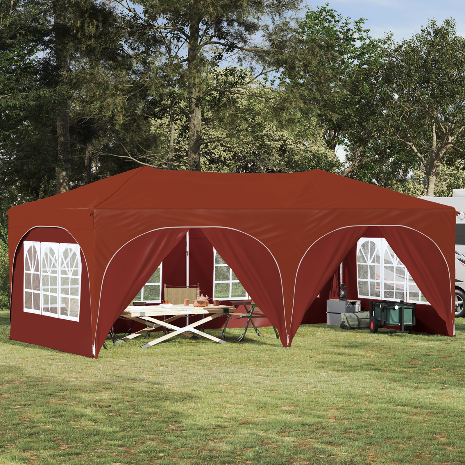 Pop-up Festtelt 575 x 288 x 245 cm Terrakotta Oxford stof
