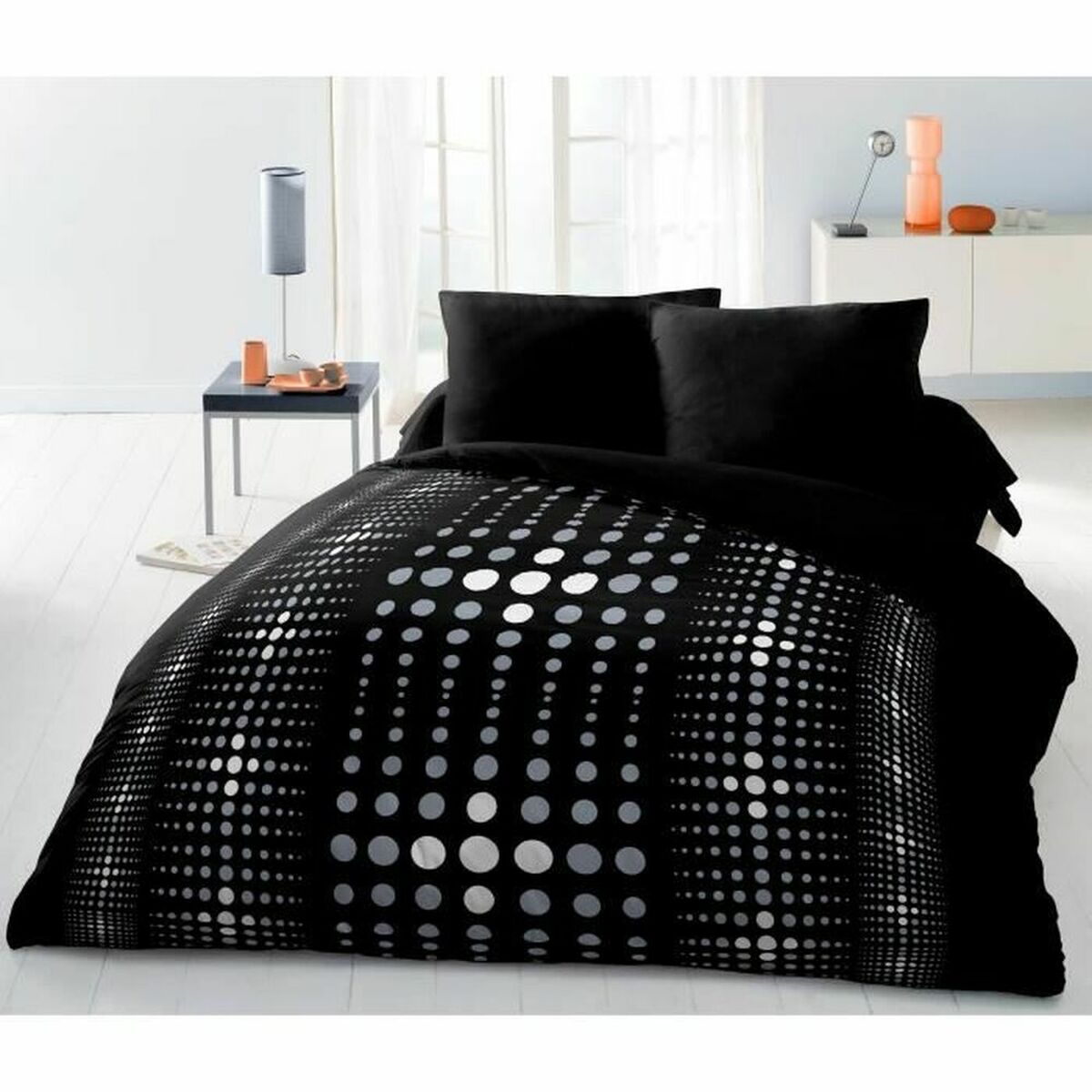 Dynebetræk sæt HOME LINGE PASSION Steevy Sort Grå Dobbelt seng 220 x 240 cm