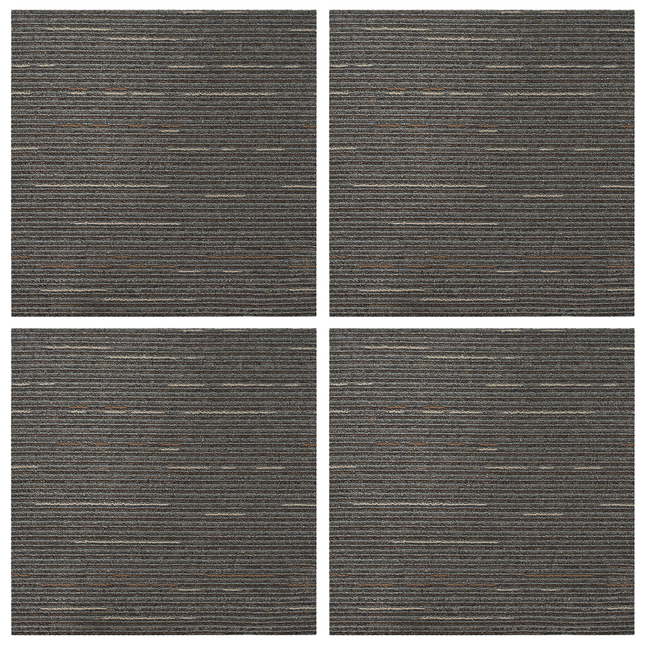 Tæppeflise Stribet Mørkebrun 50 x 50 cm 4 pcs PP og Bitumen