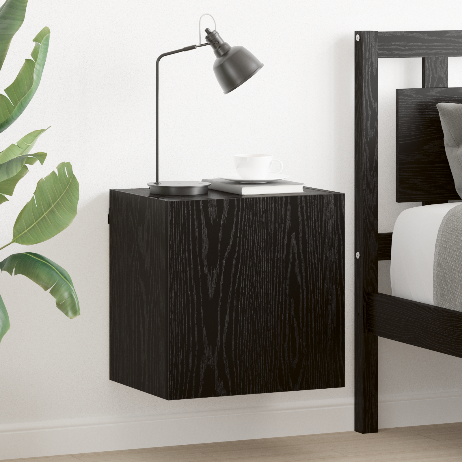 TV vægskab Vægmonteret Sort eg 40,5x30x40cm Konstrueret træ