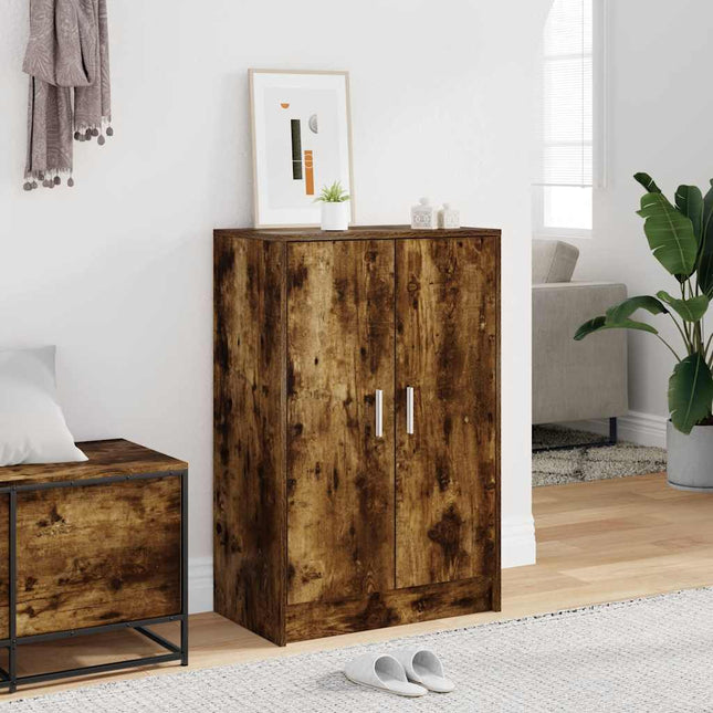 skoskab 60x35x92 cm konstrueret træ røget egetræ