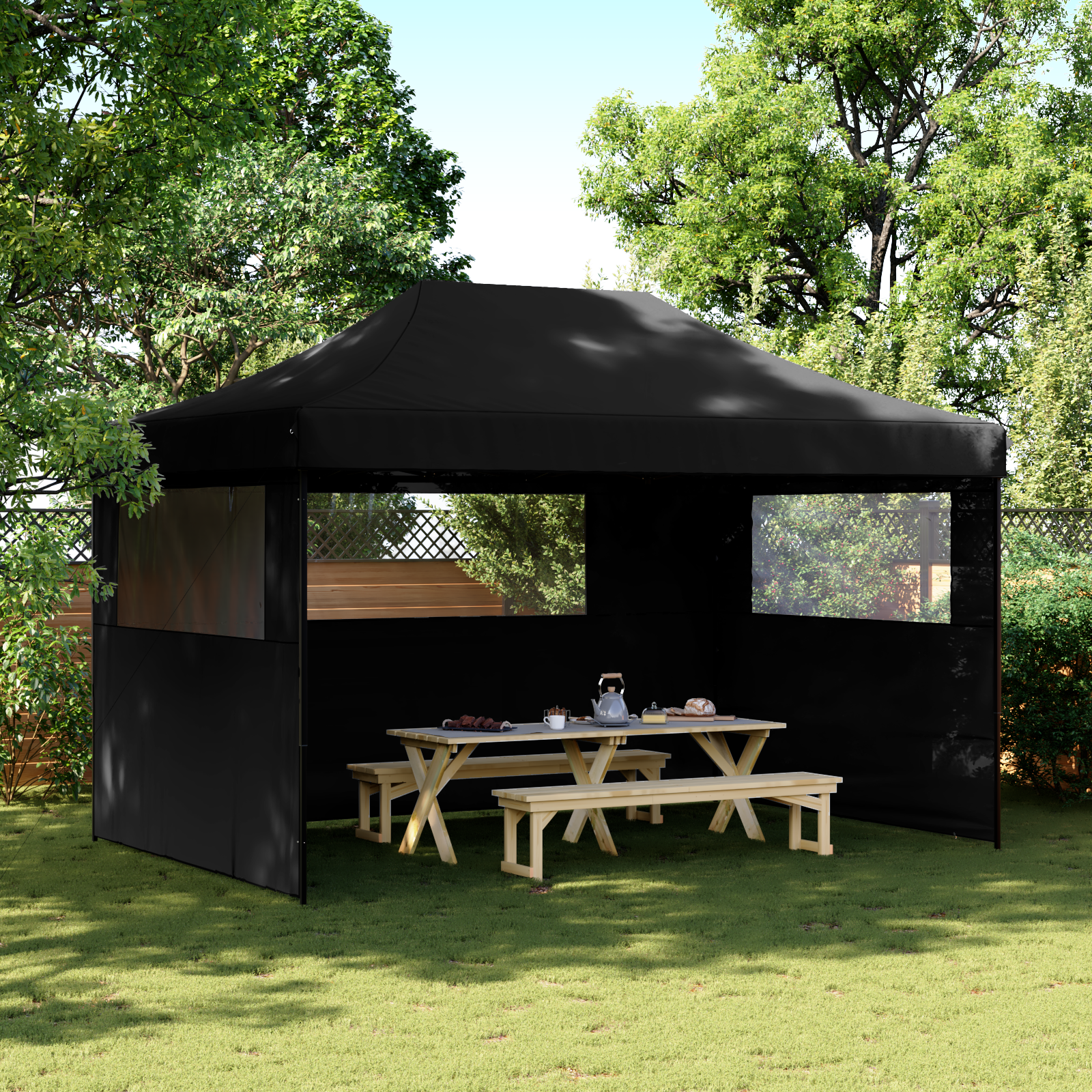 Party Tent Sort 292 x 440 x 315 cm Oxford stof