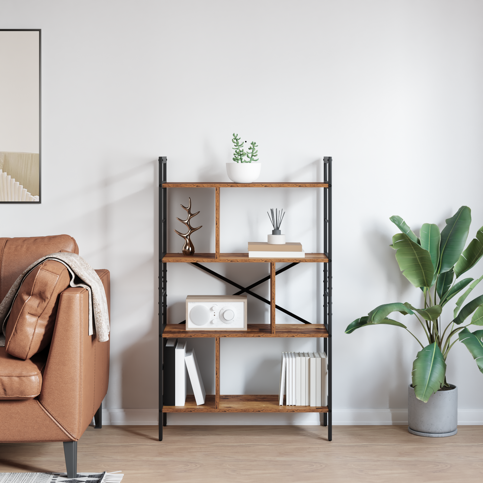 Bogreol Gammelt træ 75 x 30 x 123,5 cm Konstrueret træ