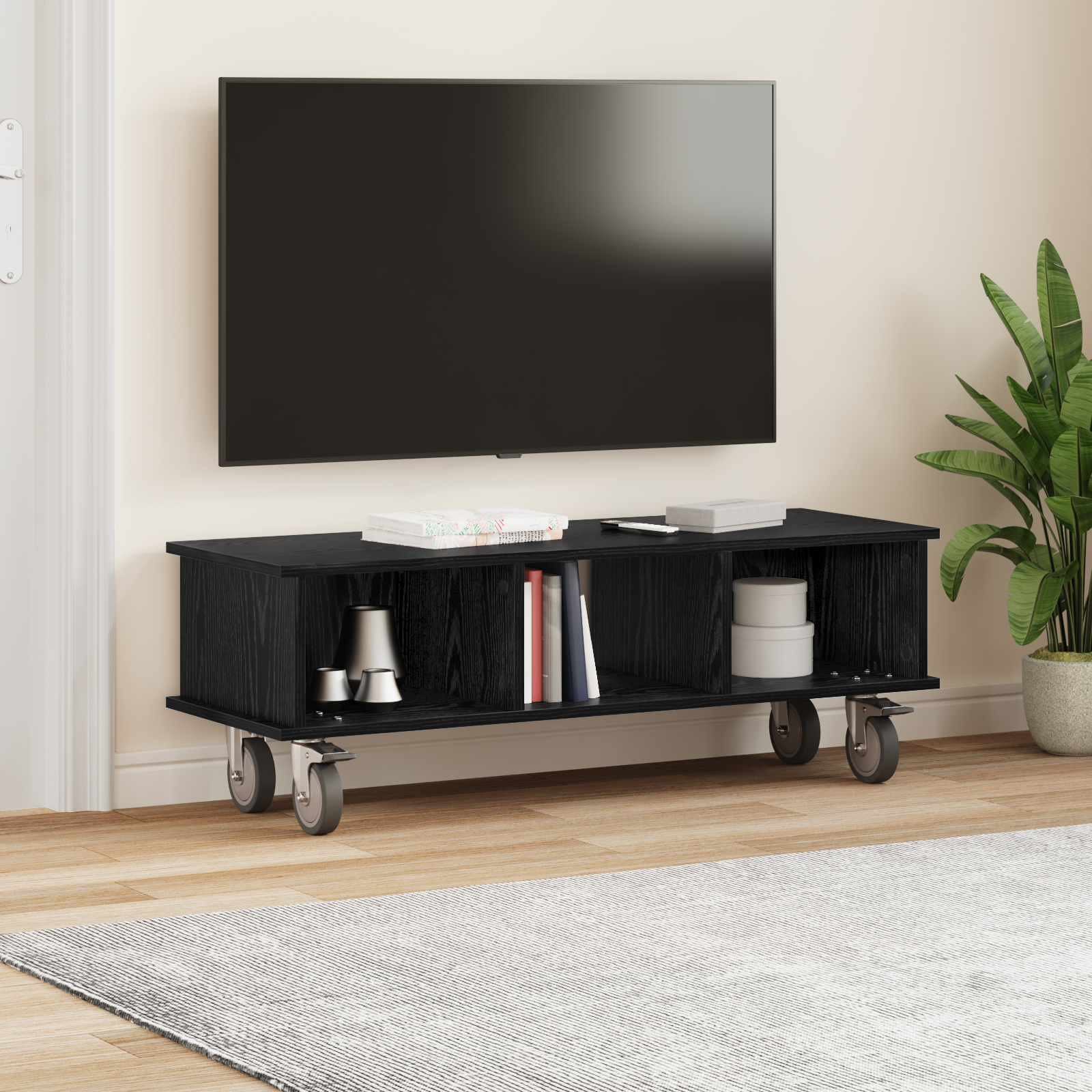 TV-bord Sort eg 100 x 35 x 35 cm Konstrueret træ