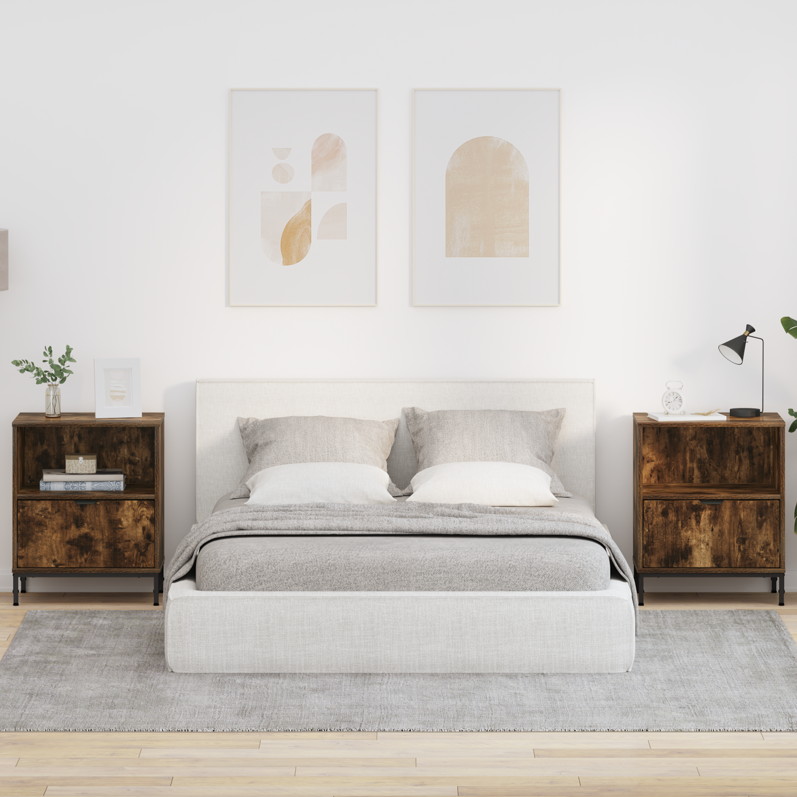 Natskab 2 pcs Røget eg 49 x 36 x 61 cm Konstrueret træ