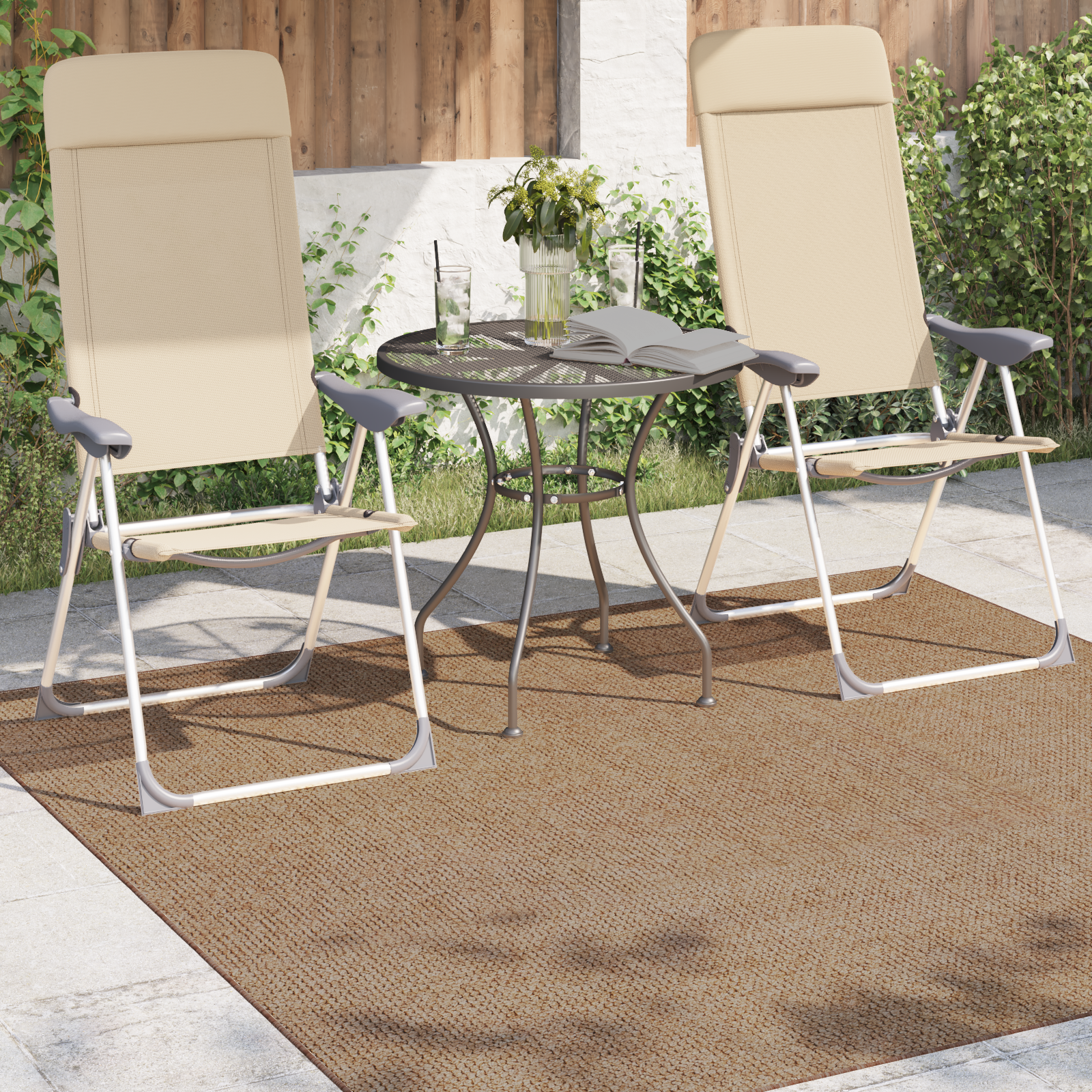 Områdetæpper Firkantet AGIRA Naturfarvet 120 x 120 cm Polyester