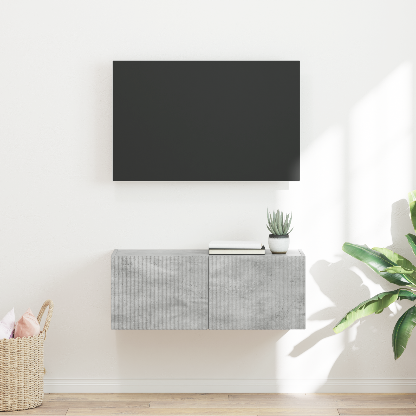 TV vægskab Beton 78,5 x 31 x 29,5 cm Konstrueret træ