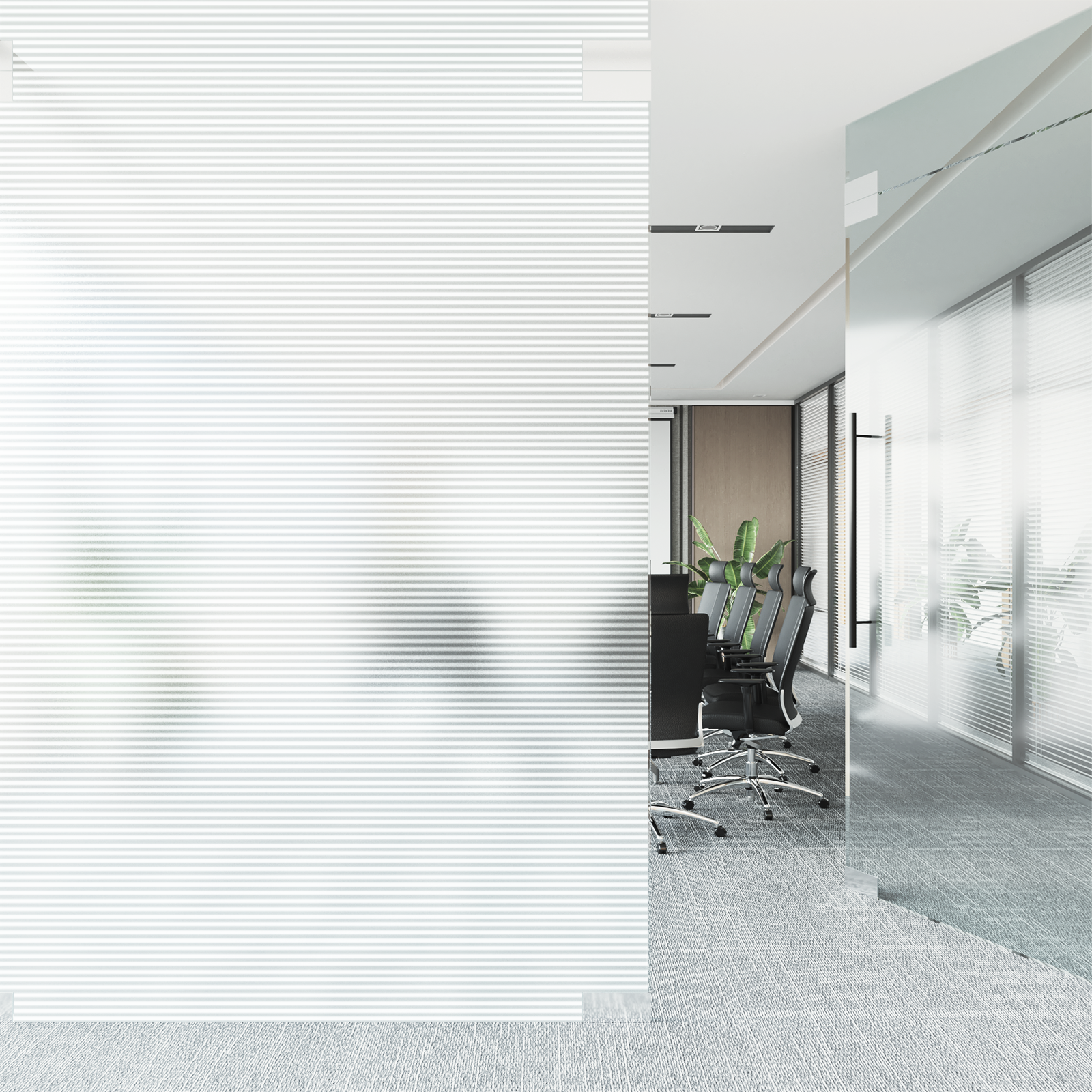 Selvklæbende Vinduesfolie Frostede striber 45 x 1000 cm PVC