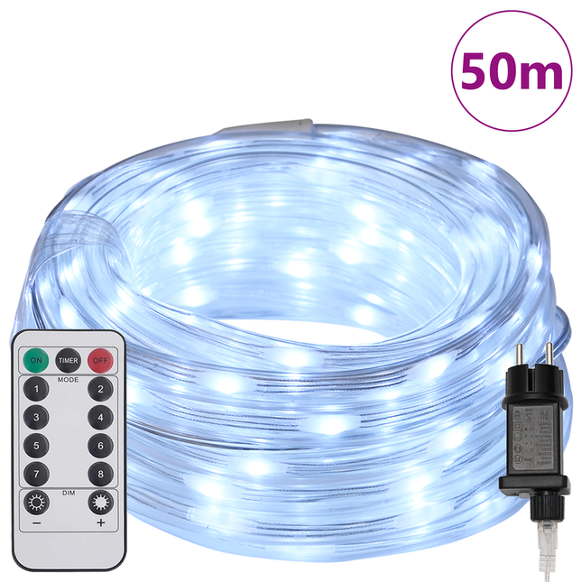 Sejllys med 1200 LED'er Kold Hvid 50 m PVC