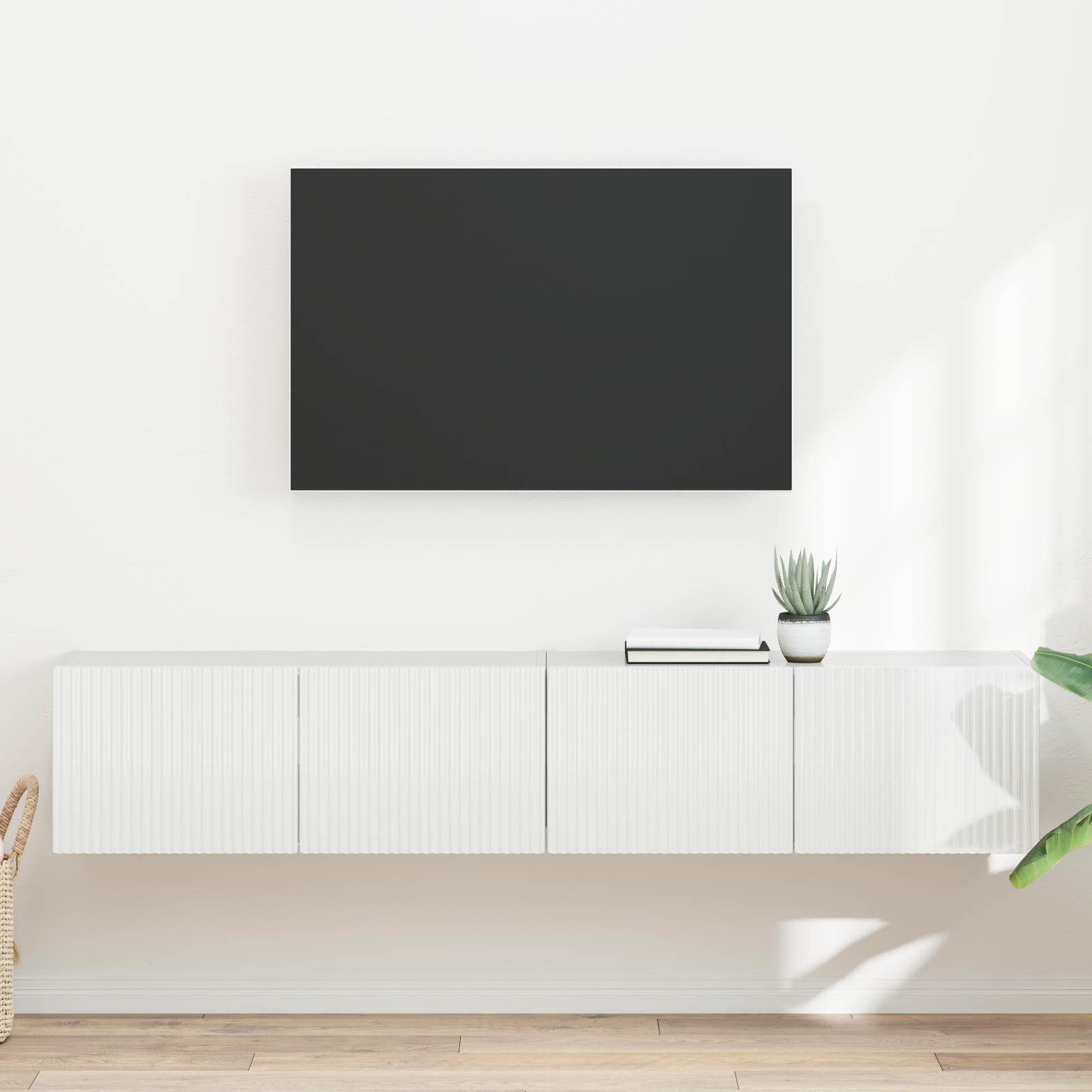TV vægskab 2 pcs Gloss Hvid 78,5 x 31 x 29,5 cm Konstrueret træ