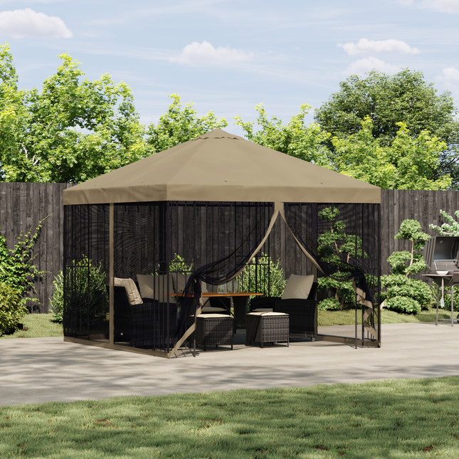 Havelæger med sidevægge 3 x 3 m Beige Polyester og Stål 190 gsm