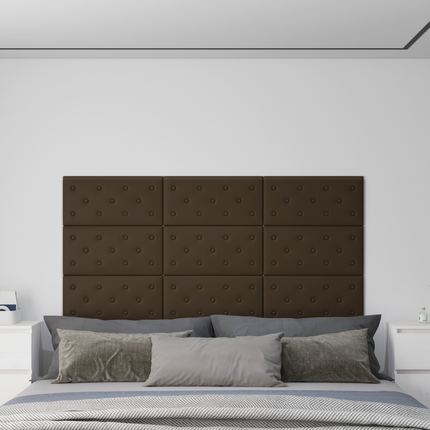 Væghovedgærde 12 pcs Brun 60 x 30 cm Faux læder