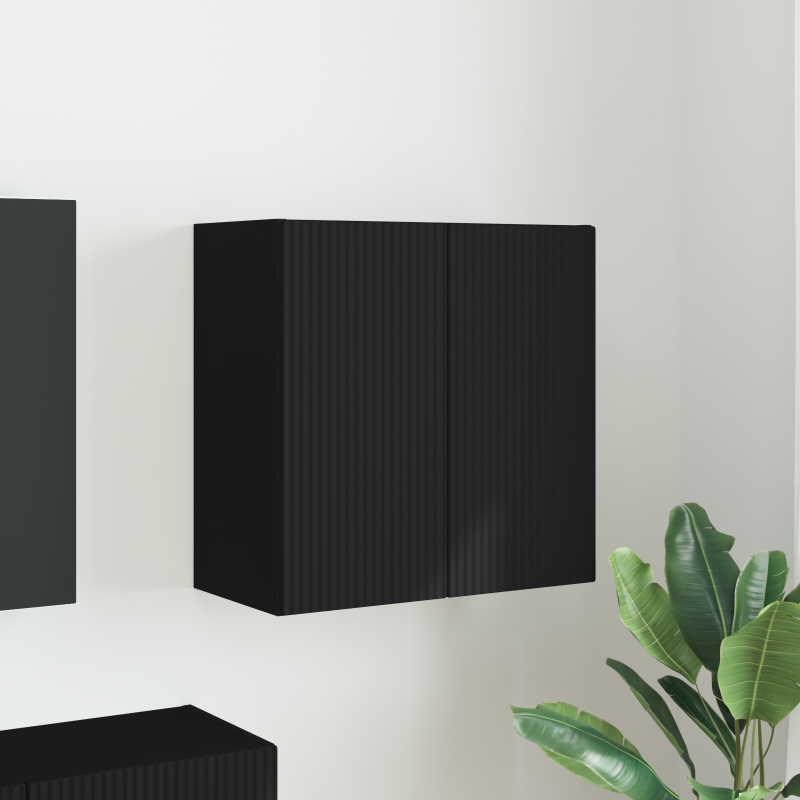 TV vægskab Vægmonteret Sort 59,5 x 31 x 60 cm Konstrueret træ