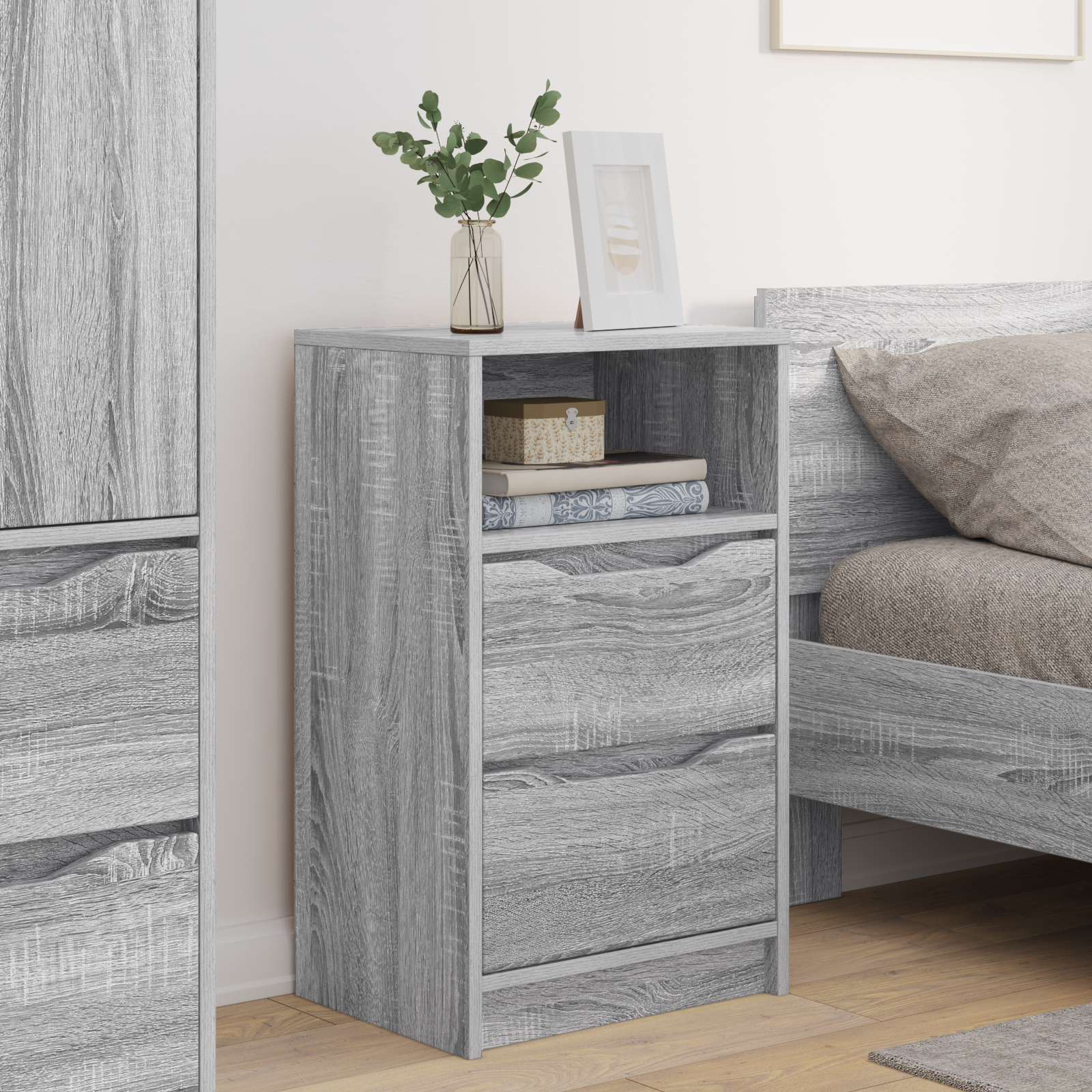 Sengeborde 2 pcs Grå Sonoma 40 x 30 x 467 cm Konstrueret træ