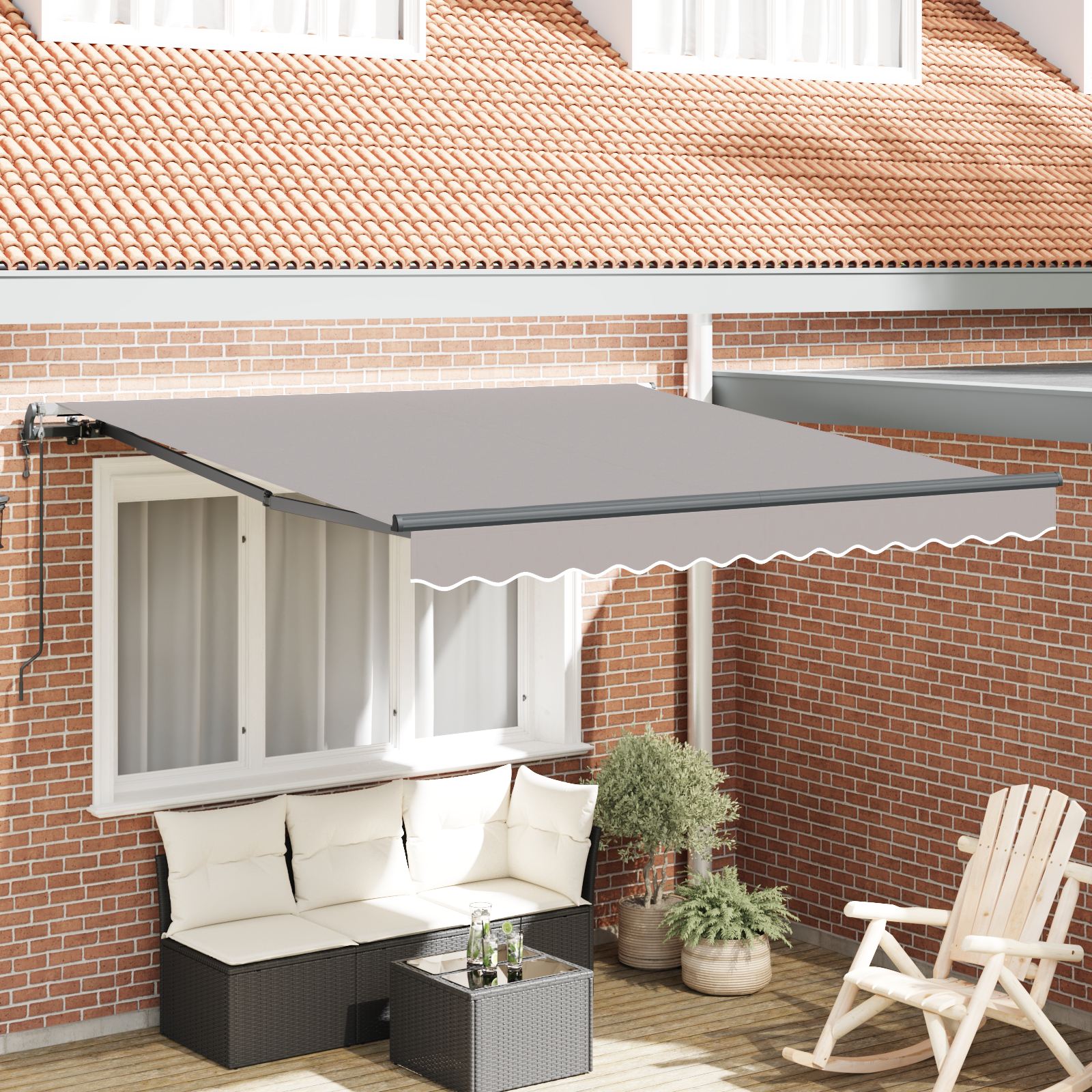 Udtrækkelig markise Lysegrå 300 x 250 cm Stof og aluminium