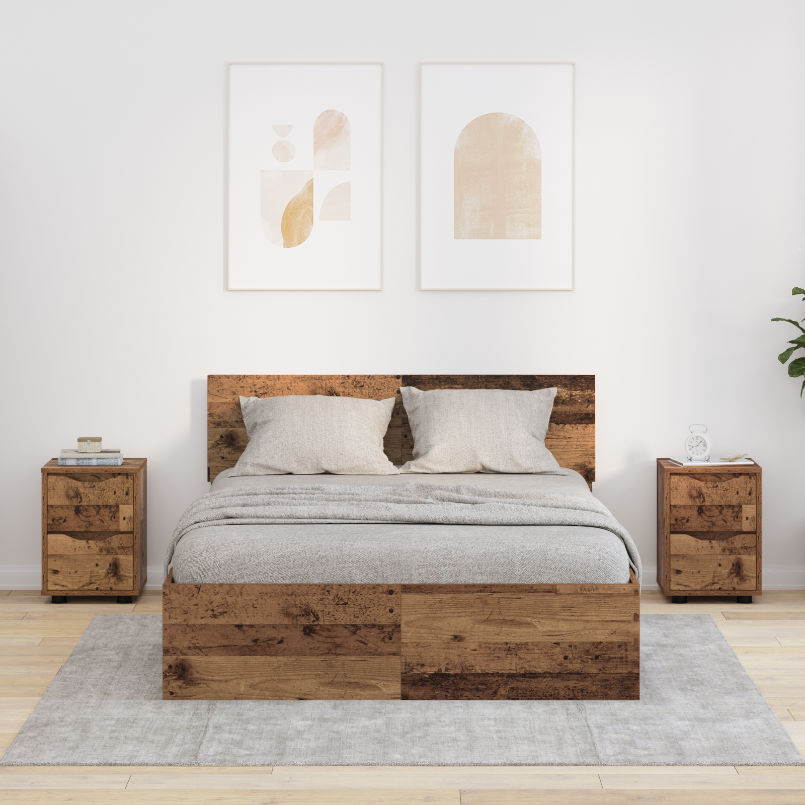 Sengeborde 2 pcs Gammelt træ 30,5 x 30 x 43 cm Konstrueret træ