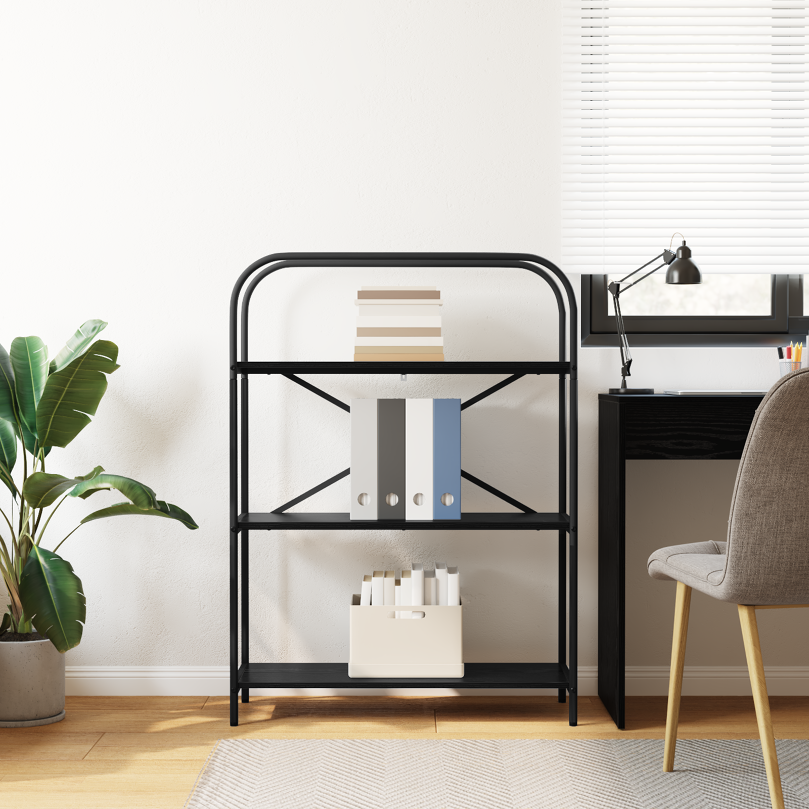 Bogreol Sort eg 80 x 30 x 109 cm Konstrueret træ