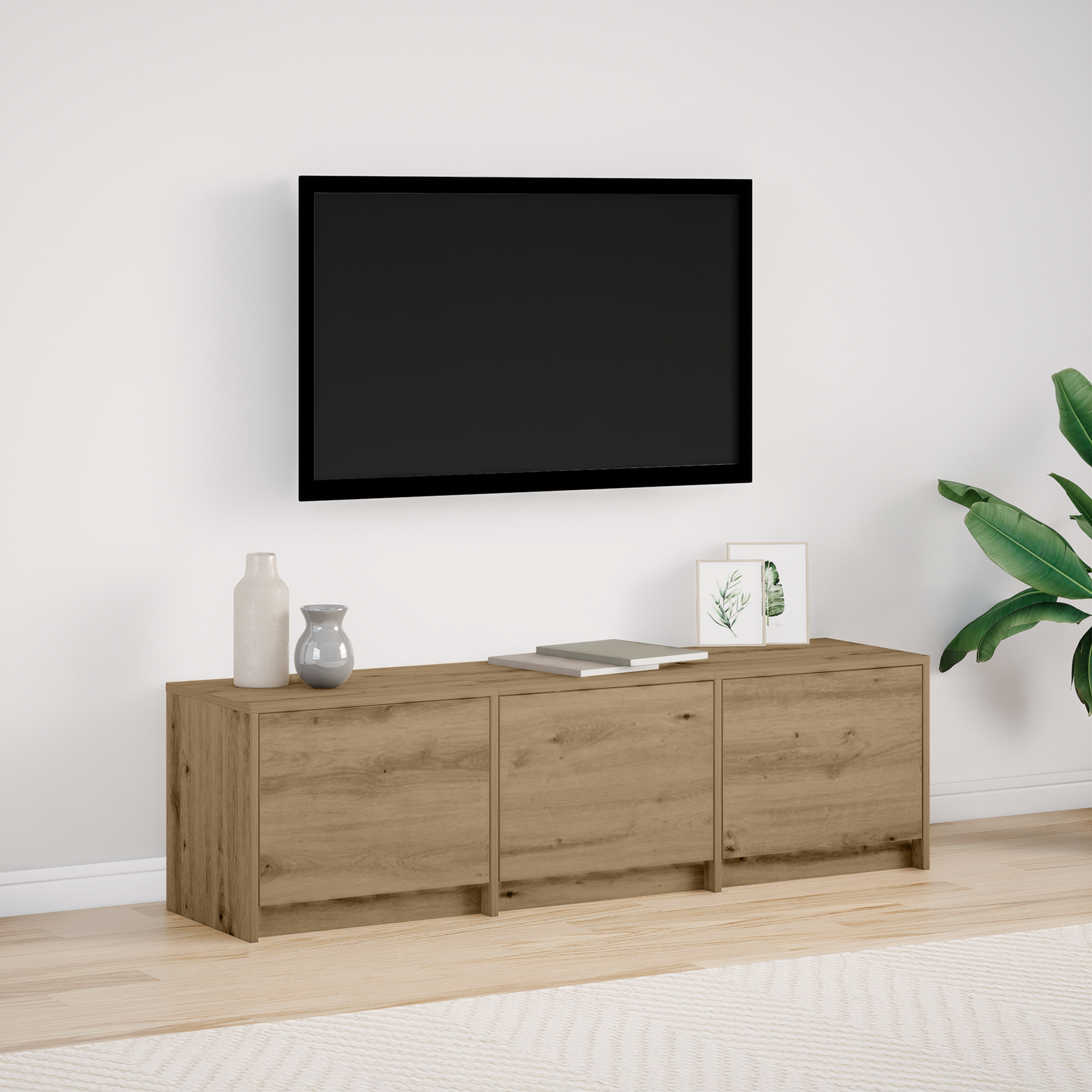 TV-bord med LED Artisan eg 140 x 34 x 40 cm Konstrueret træ
