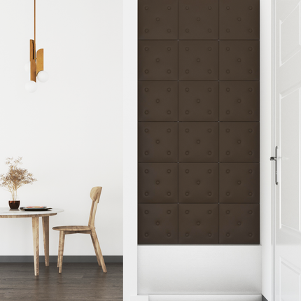 Væghovedgærde 12 pcs Brun 30 x 30 cm Faux læder