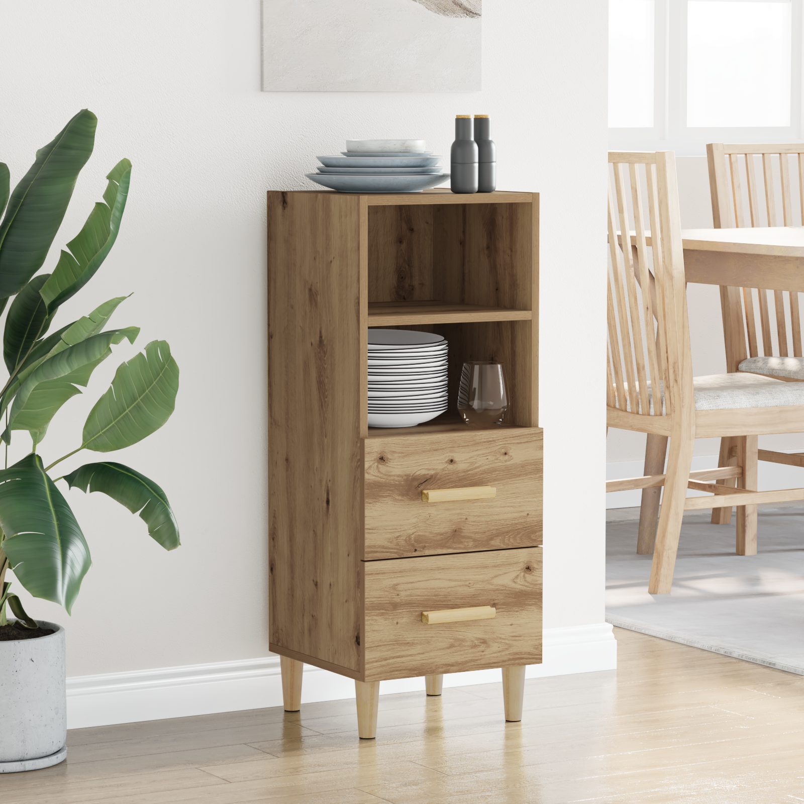 Sideboard artisan eg 34 x 34.5 x 90 cm Konstrueret træ