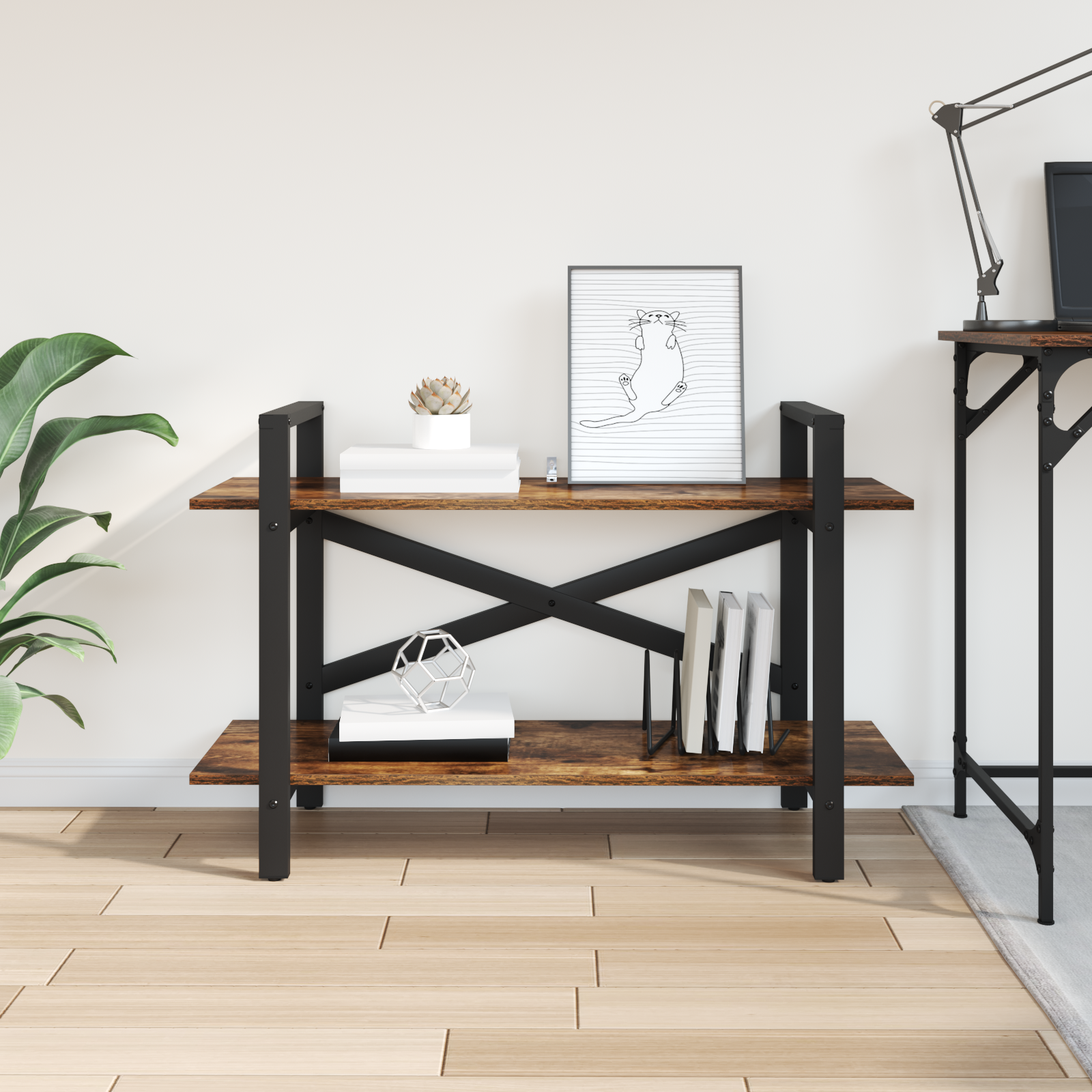 Bogreol Røget eg 100 x 33,5 x 64 cm Konstrueret træ