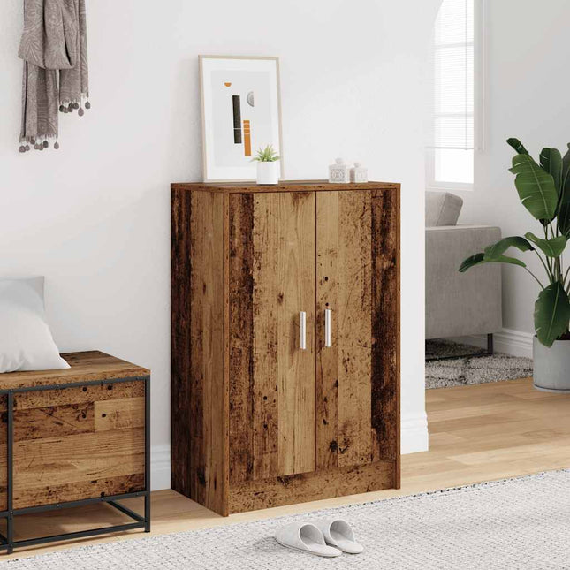 skoskab 60x35x92 cm konstrueret træ antikt eg