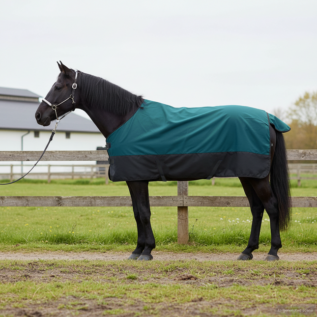Hestetæppe Mørk Grøn og Sort 125 cm Polyester