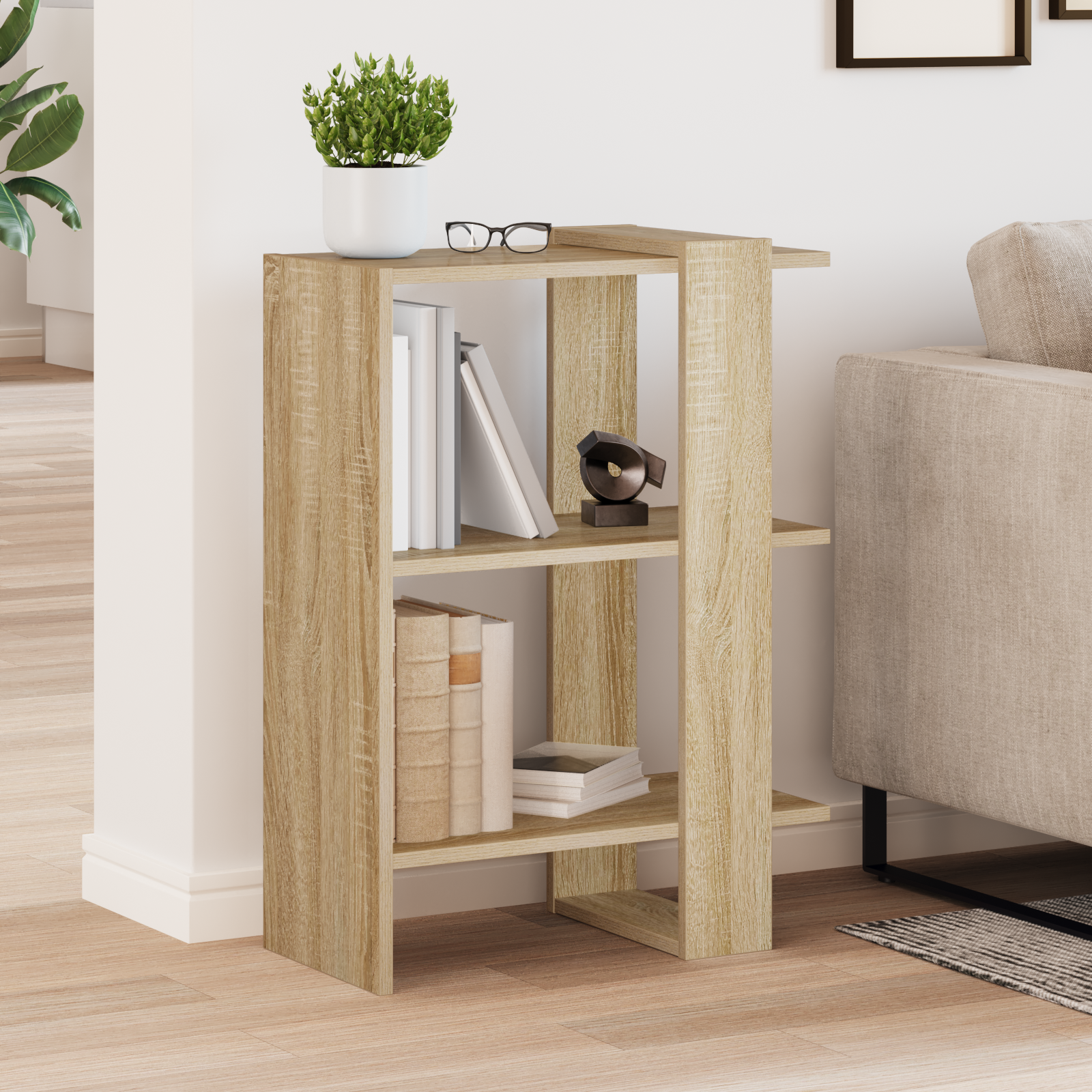 Bogreol Sonoma eg 52 x 25 x 71,5 cm Konstrueret træ