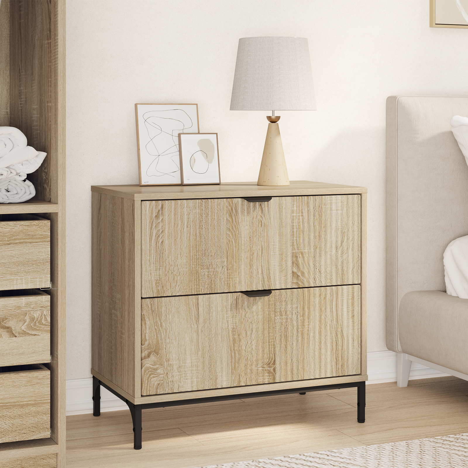 Sengebord Sonoma-eg 63.5 x 36 x 61 cm Konstrueret træ