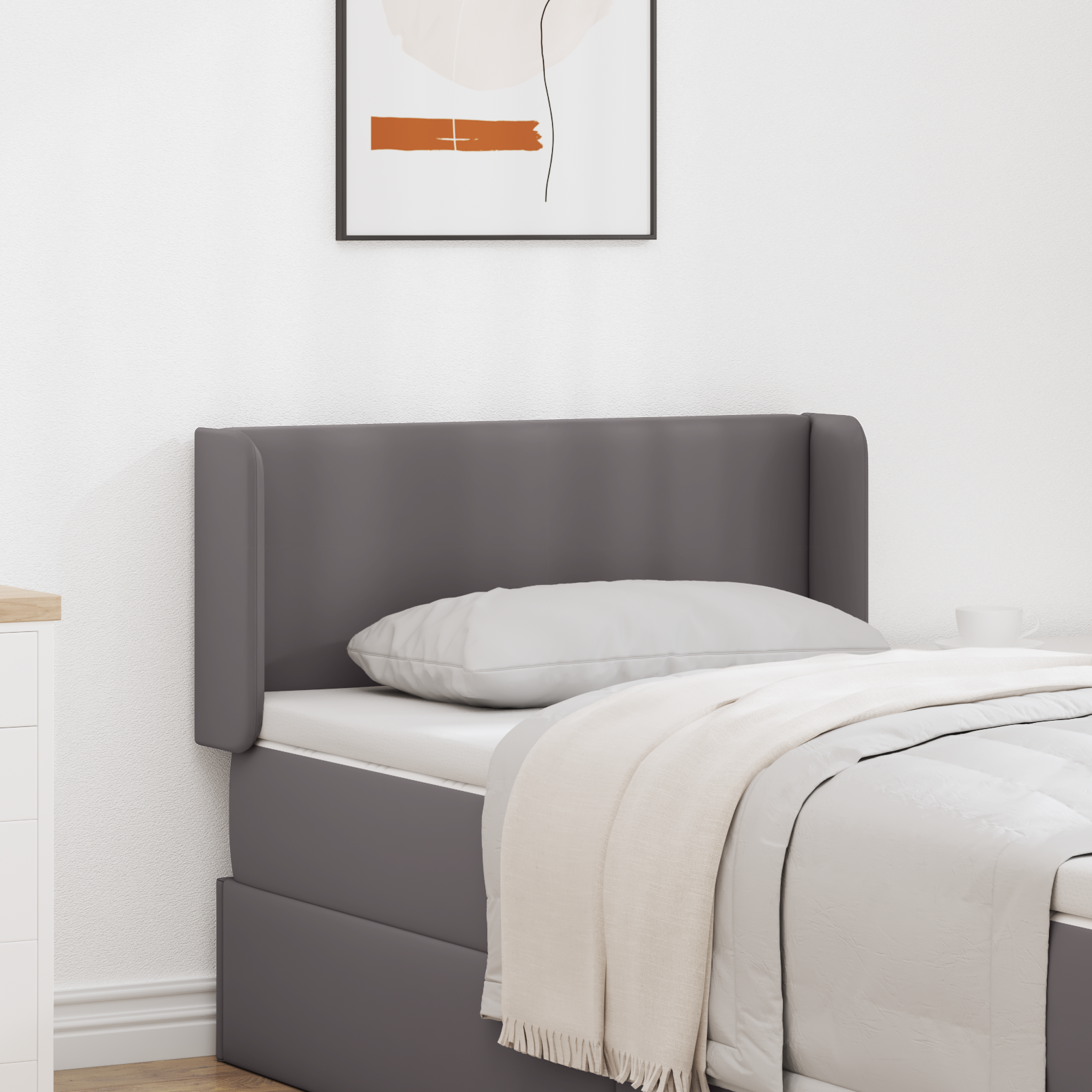 Hovedgærdeøre 2 pcs Grå 40 x 16 x 5 cm Plywood og Faux Læder