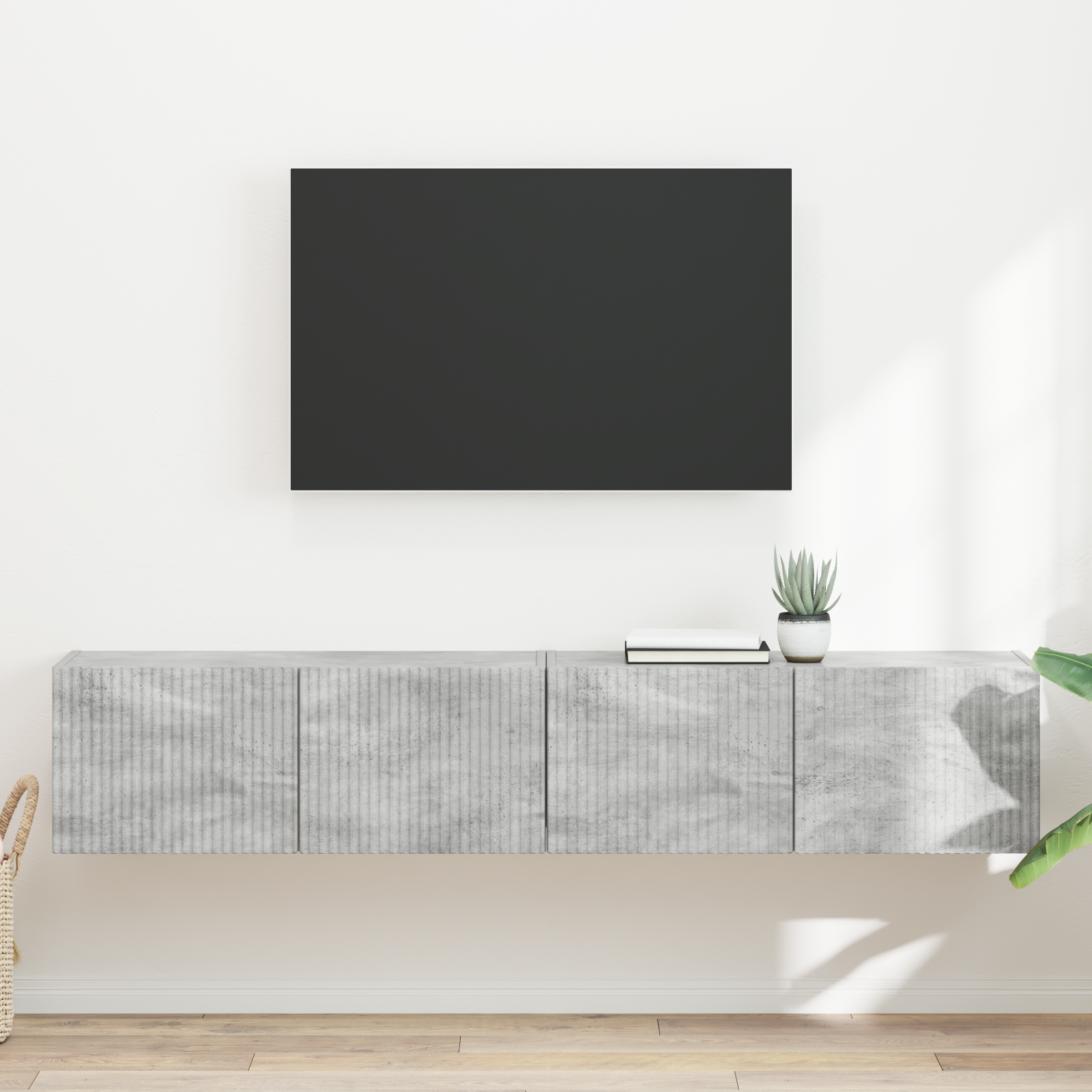 TV vægskab 2 pcs Beton 78,5 x 31 x 29,5 cm Konstrueret træ