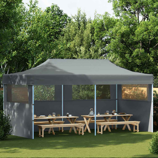 foldbart pop-op-festtelt med sidevægge 3x6 m antracitgrå