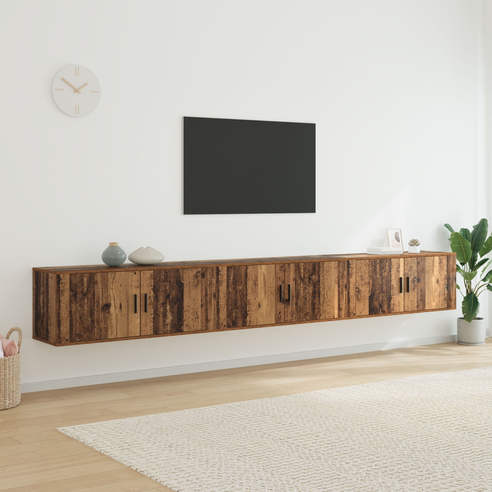 Væghængt TV-skab sæt 3 pcs Gammelt træ 100 x 34,5 x 40 cm