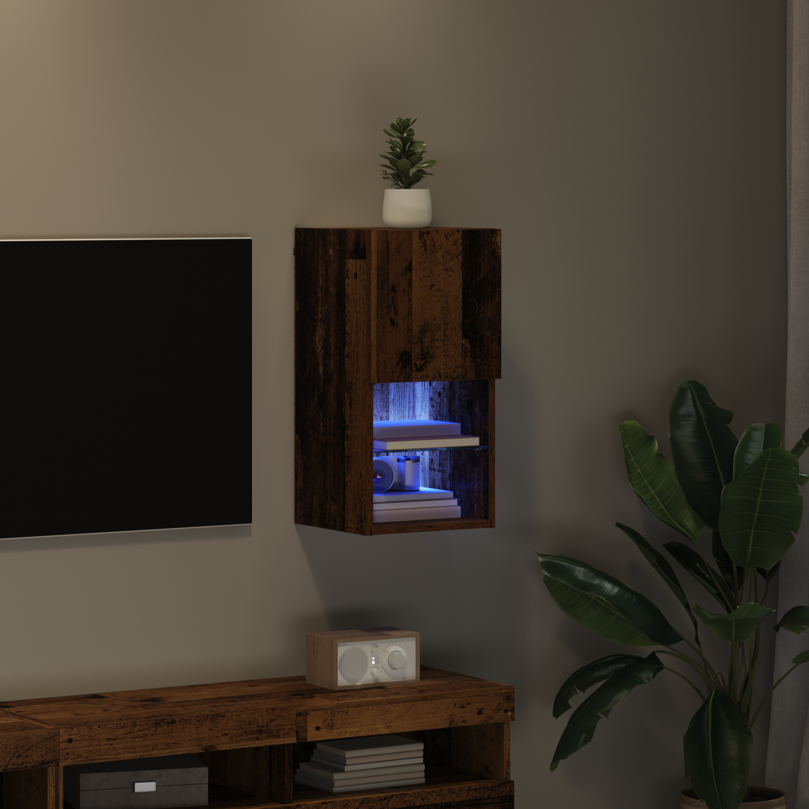 Væghængt TV Skab Gammelt træ 30,5 x 30 x 60 cm Konstrueret træ