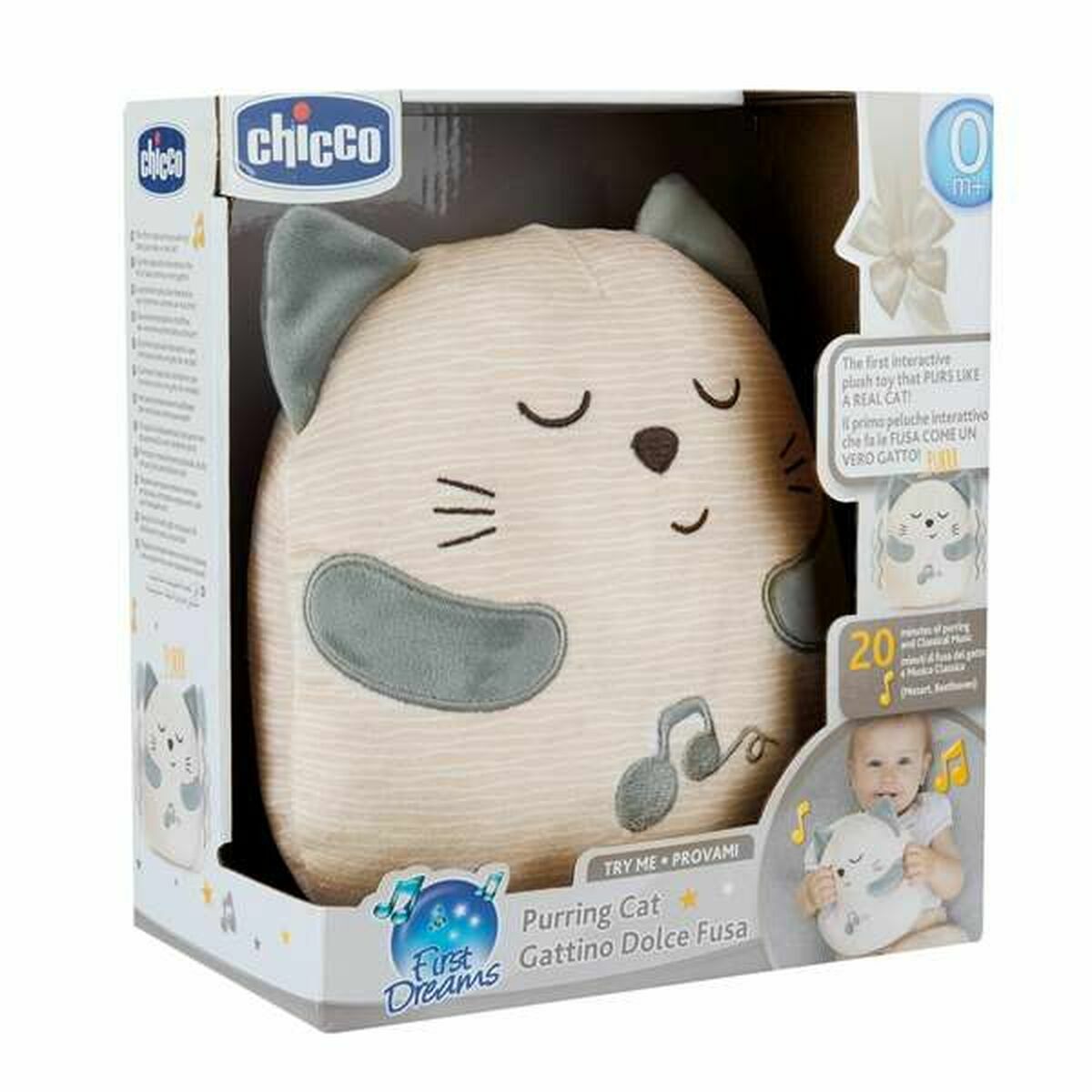 Bamse med Lyd Chicco Kat Hvid billede