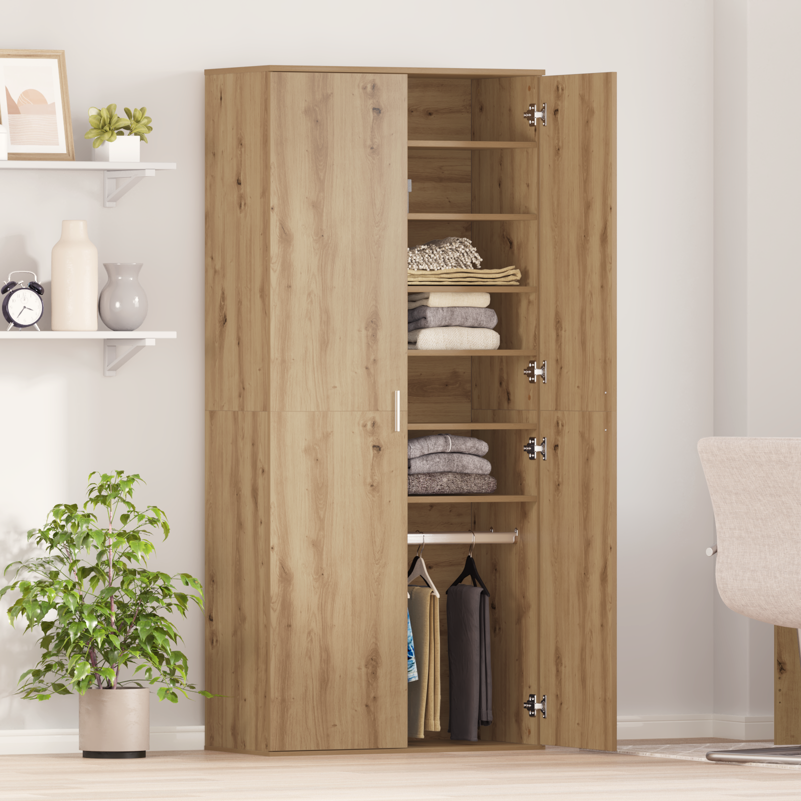 Højskab med hylde artisan eg 80 x 39 x 178 cm Konstrueret træ