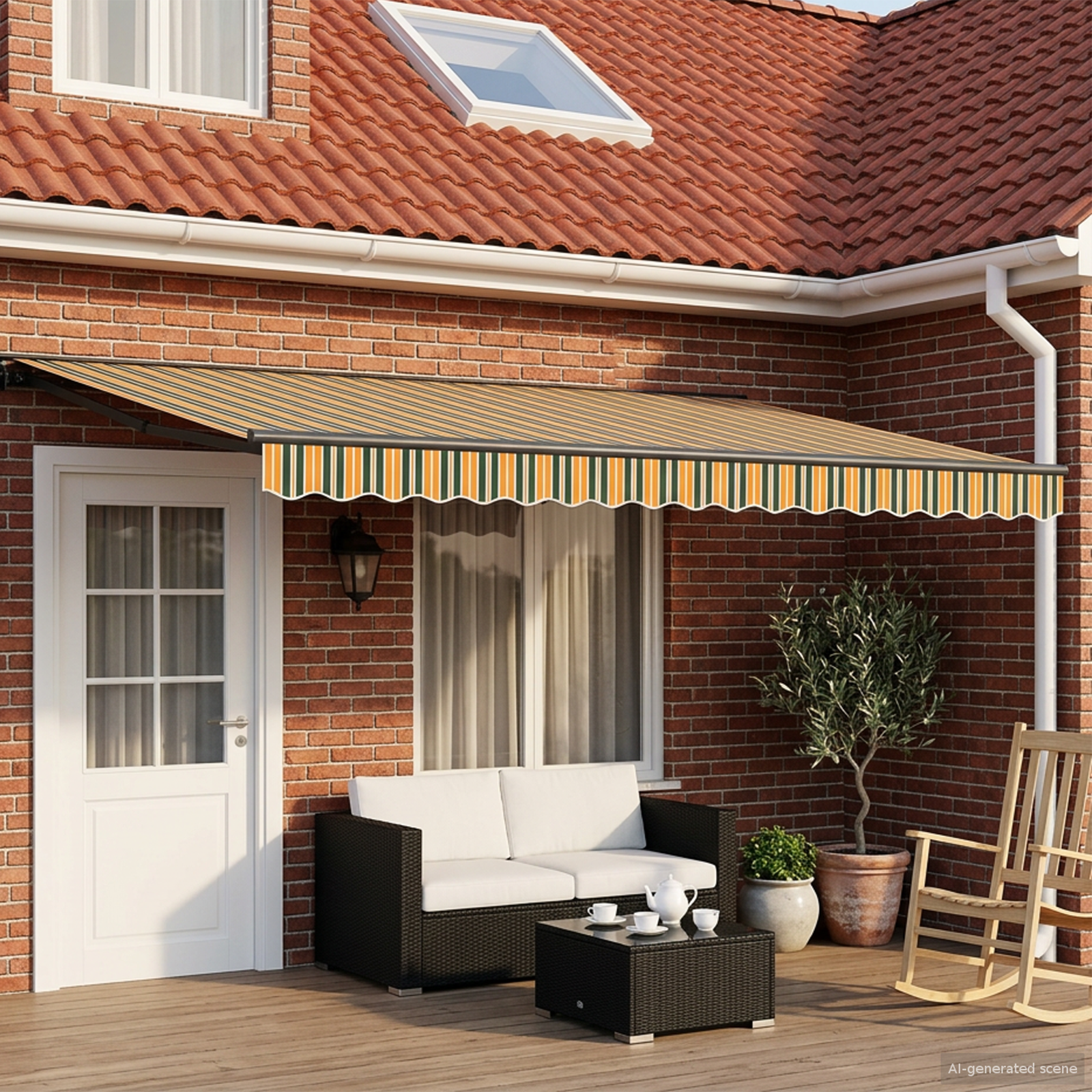 Manuel markise-ramme med LED-lys 4,5 × 3,5 m