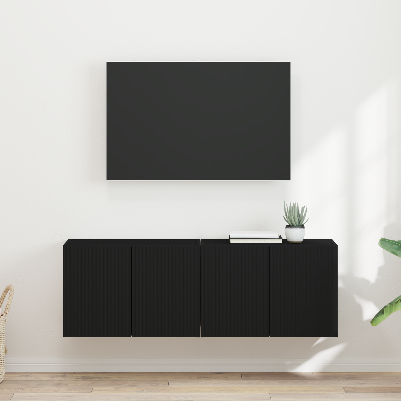 TV vægskab 2 pcs Sort 59,5 x 31 x 40 cm Konstrueret træ