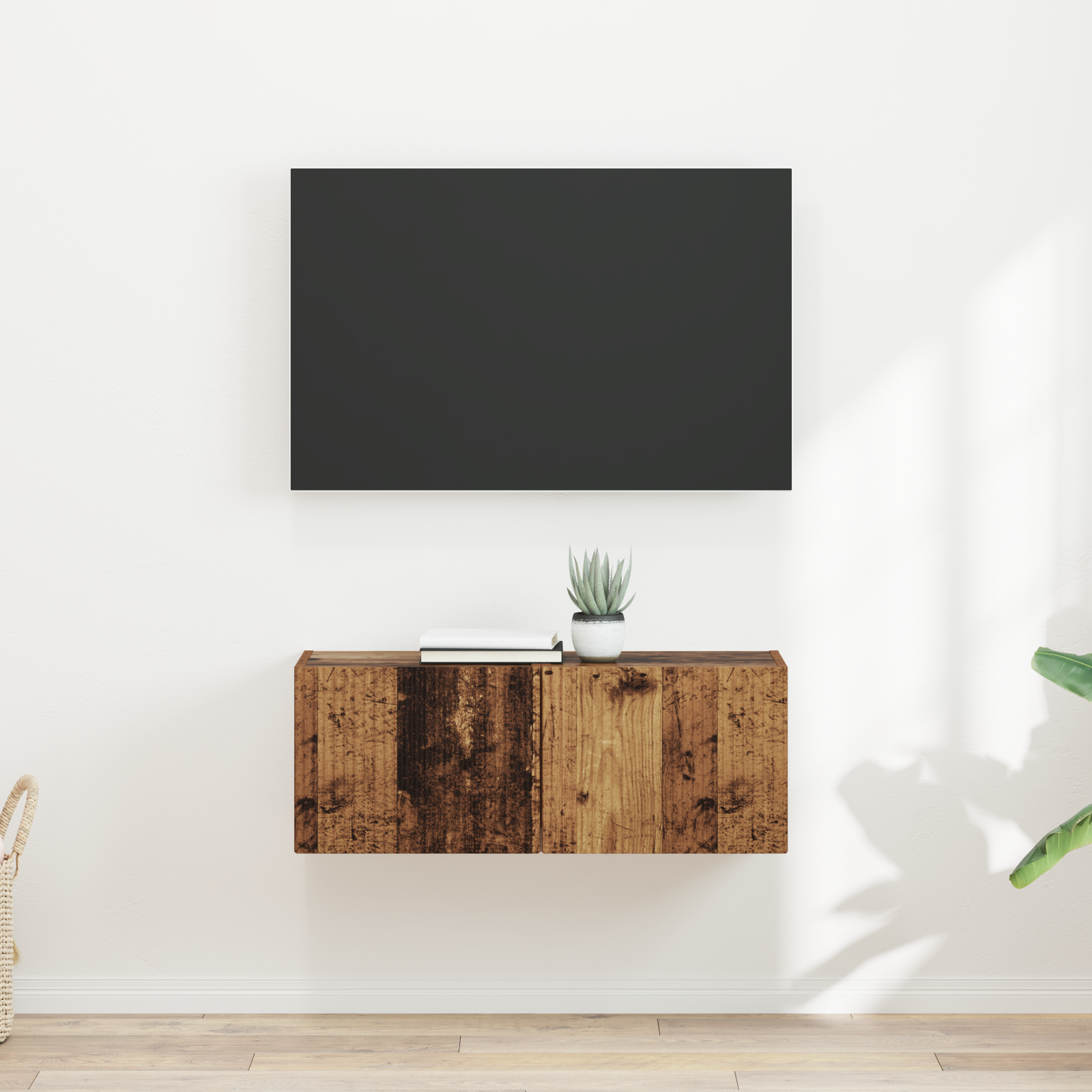 TV vægskab 2 pcs Gammelt træ 39 x 31 x 29,5 cm Konstrueret træ