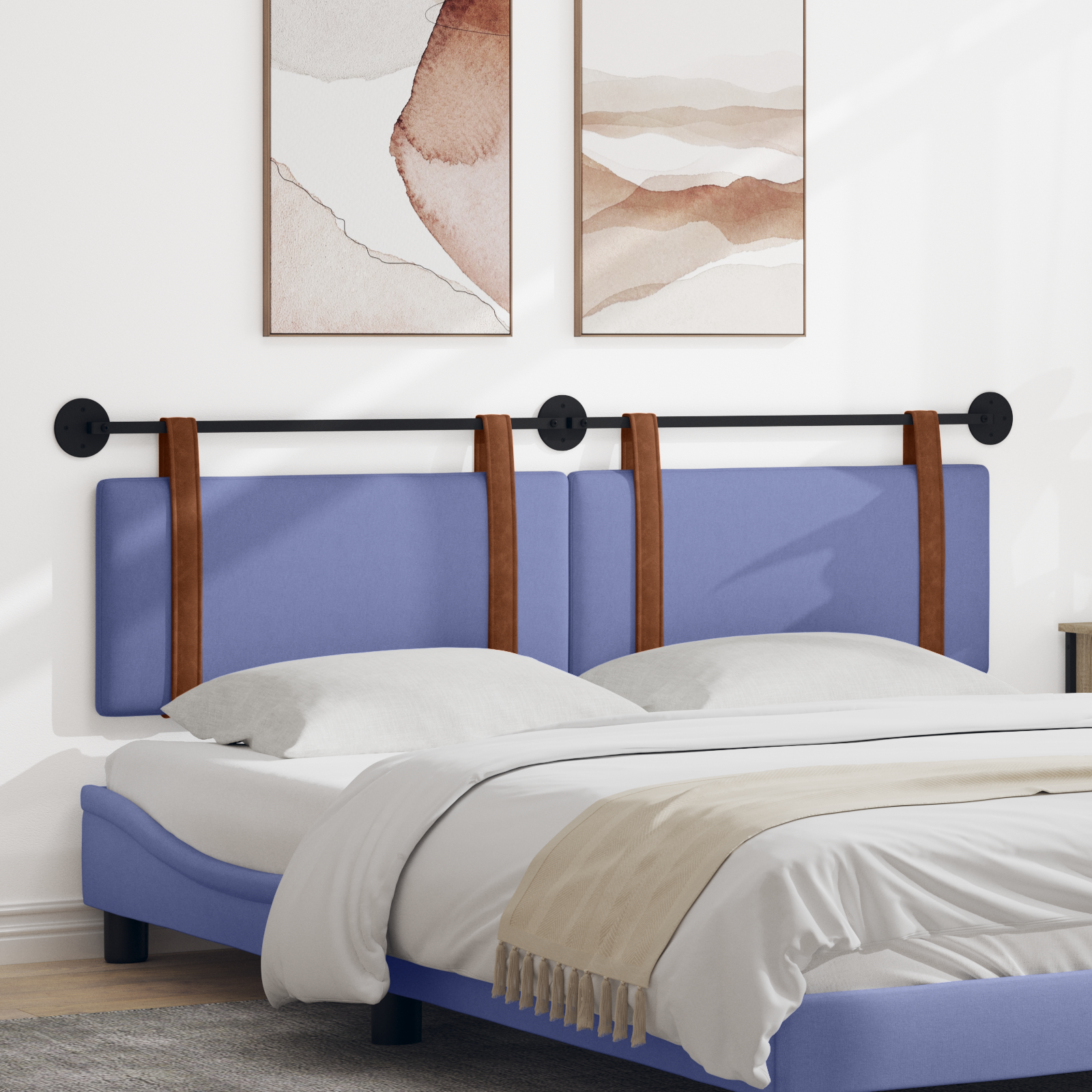 Hængende Hovedgavl Ensfarvet Jeans blå 190 x 55 x 5 cm Antik PU