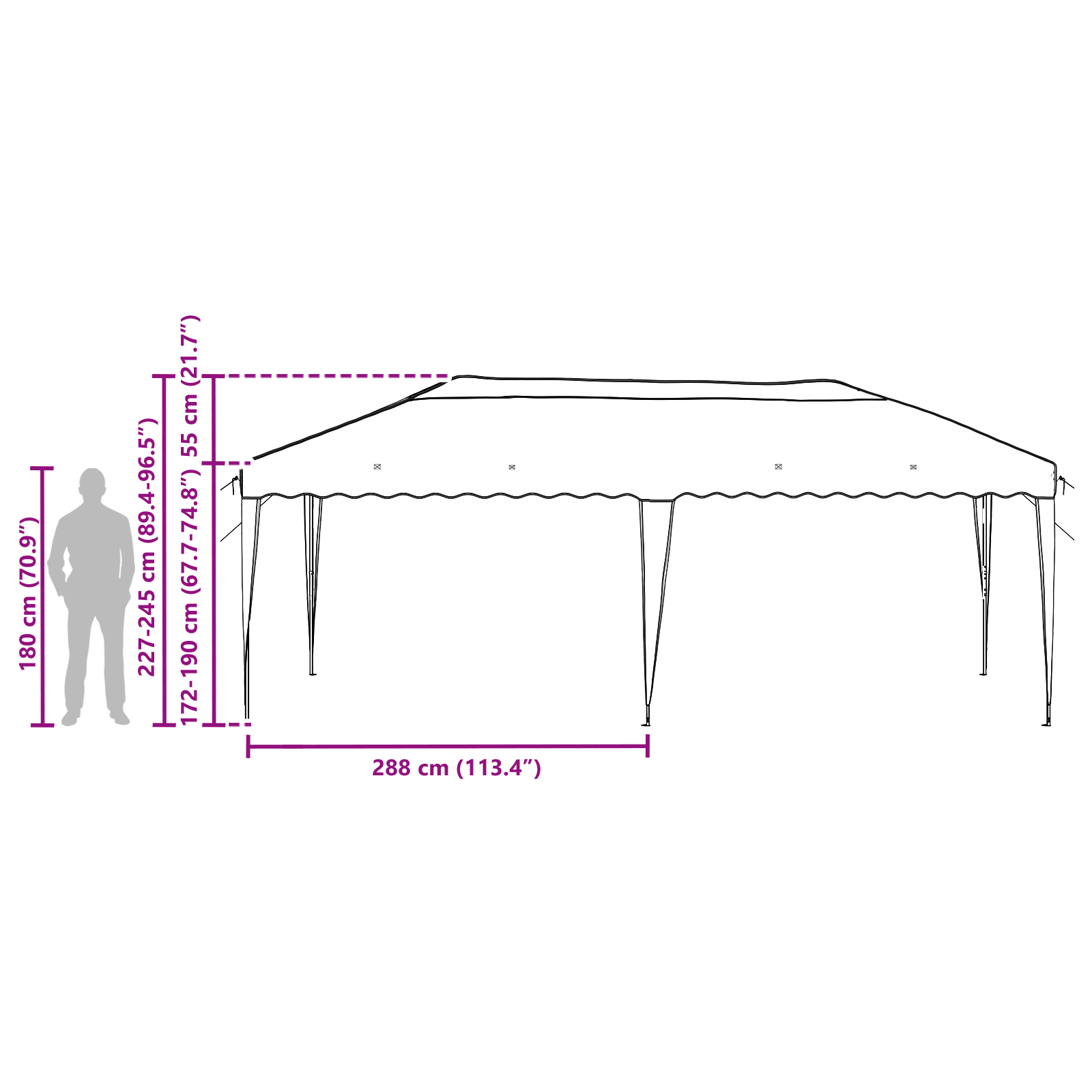 Pop-up Festtelt 575 x 290 x 245 cm Beige