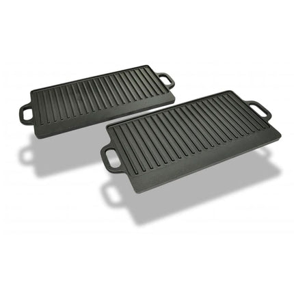 vendbar grillpande i støbejern 2 stk. 38x23 cm