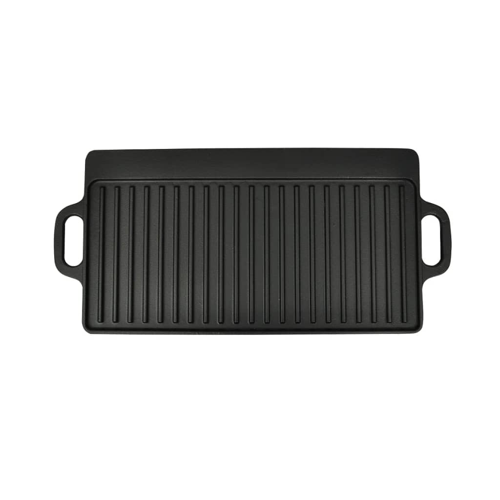 vendbar grillpande i støbejern 2 stk. 38x23 cm