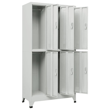 lockerskab med 6 rum 90x45x180 cm grå