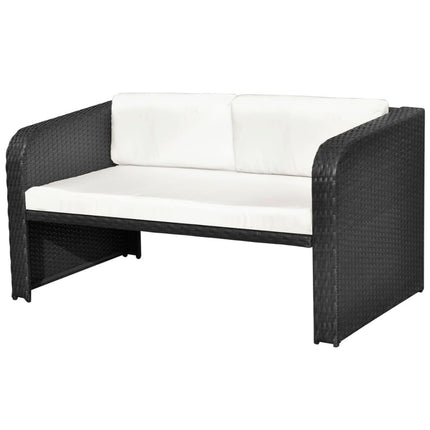 haveloungesæt 4 dele med hynder polyrattan sort