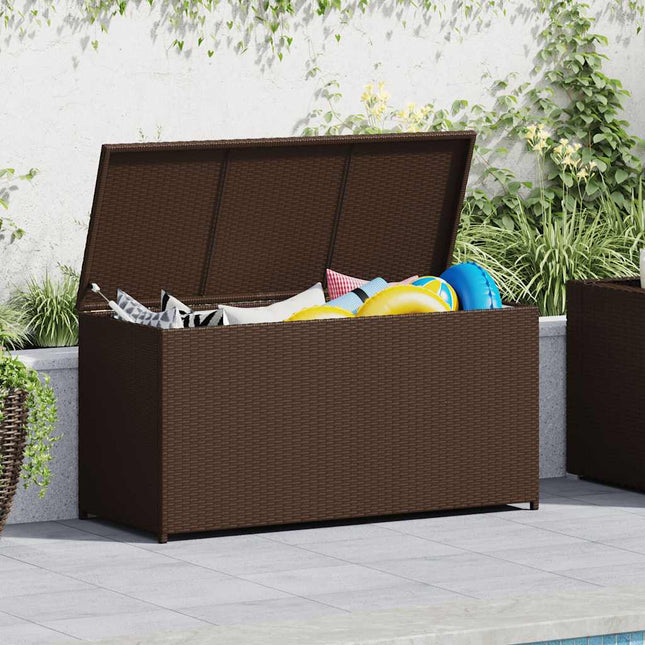 udendørs opbevaringkasse brun 120x50x60 cm polyrattan
