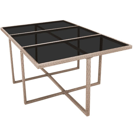 udendørs spisebordssæt 11 dele med hynder polyrattan beige