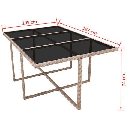 udendørs spisebordssæt 11 dele med hynder polyrattan beige
