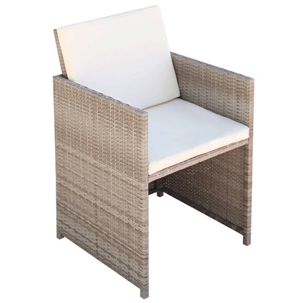 udendørs spisebordssæt 13 dele med hynder polyrattan beige