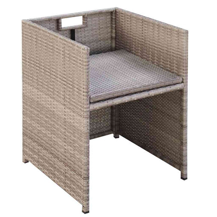 udendørs spisebordssæt 13 dele med hynder polyrattan beige